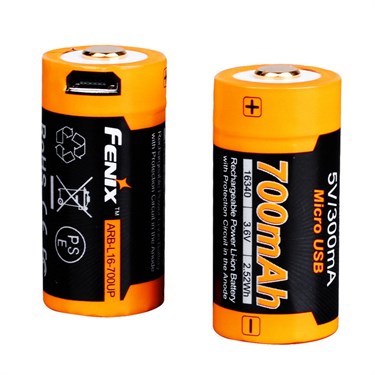 Аккумулятор Fenix 16340 Li-Ion USB 700mAh ARB-L16-700UP - фото 31904